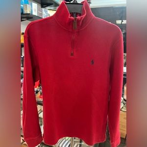 NWT Polo Ralph Lauren Men's Medium Estate 1/4 Zip Red Cotton Pullover Sweater
